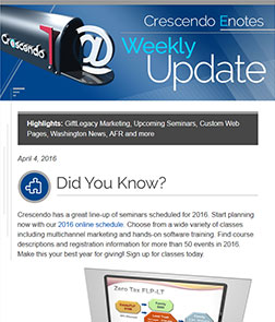 planned giving emails enewsletters crescendo interactive